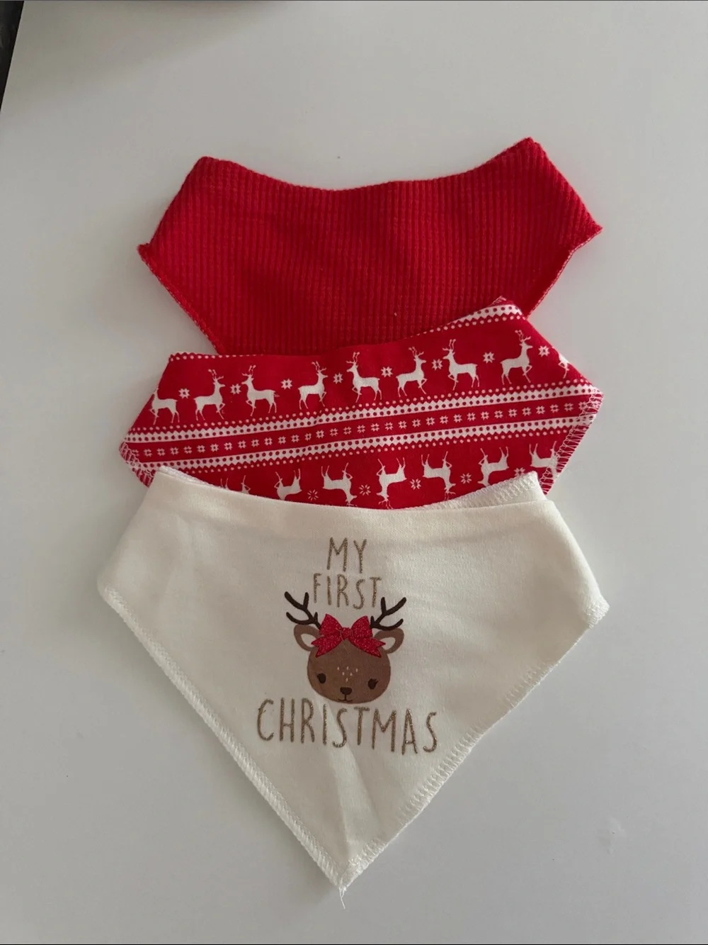 Holiday Baby Bandana Bib Set - Red & White